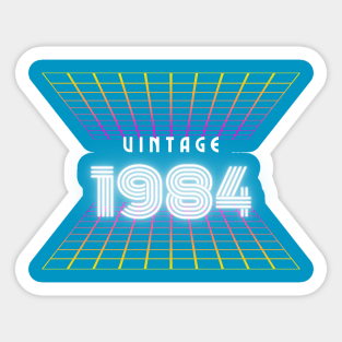 Vintage 1984 Birthday Shirt 80s Grid Sticker